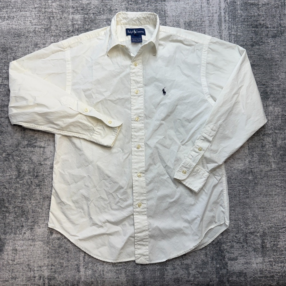 VTG Polo Ralph Lauren Shirt Womens 6 White Cotton Poplin Button Up 90s Y2K Prepp